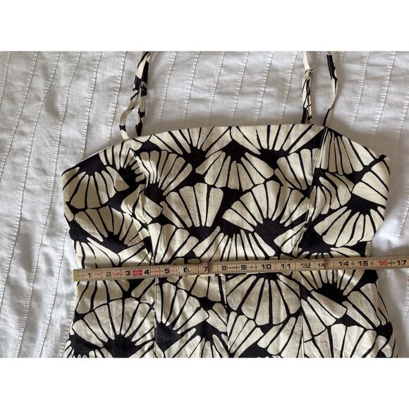 Melloday Abstract Wide Leg Jumpsuit In Bone Black & Cream Adjustable Straps M - Picture 6 of 9